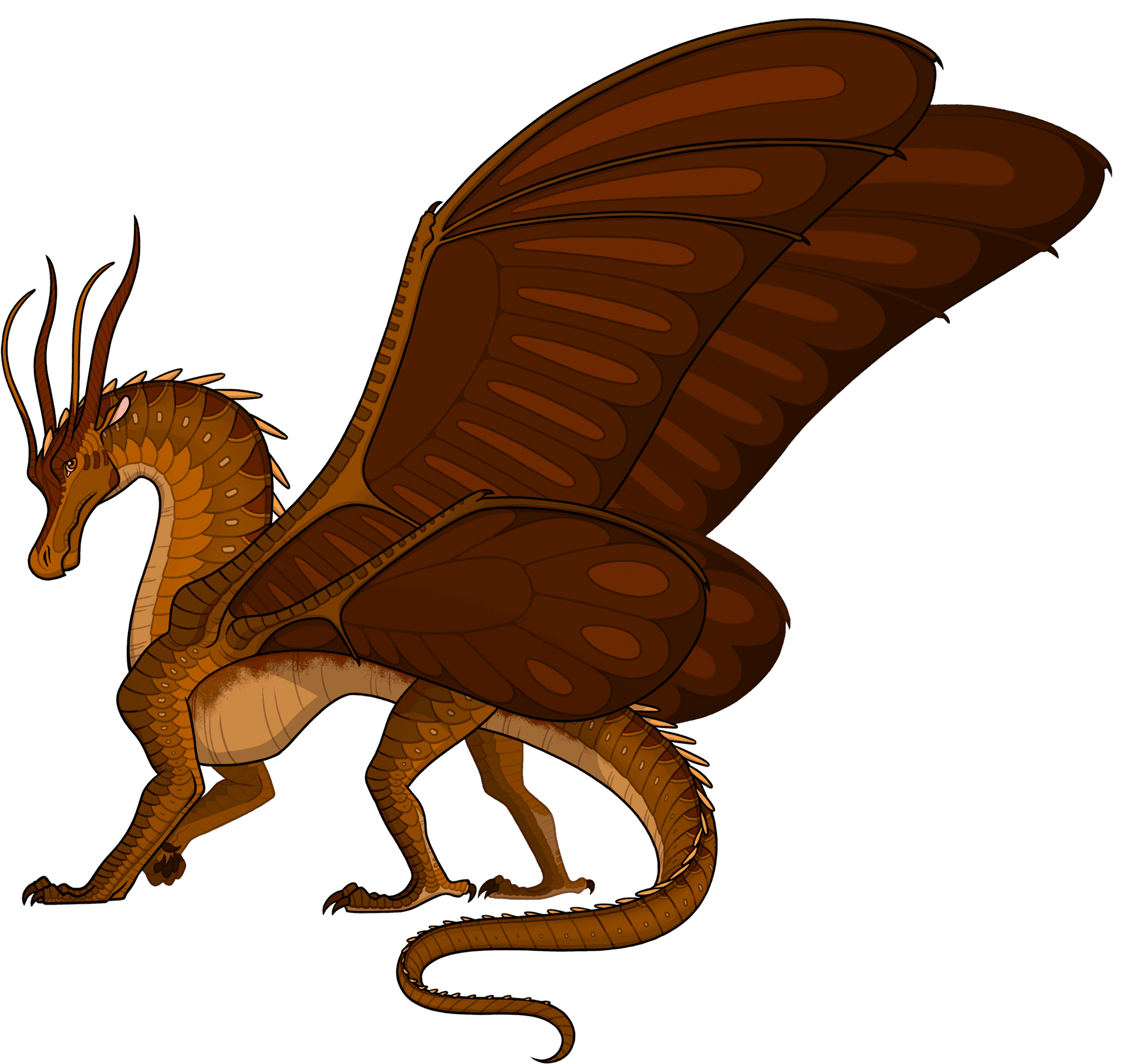 Majestic_ Brown_ Dragon_ Illustration PNG