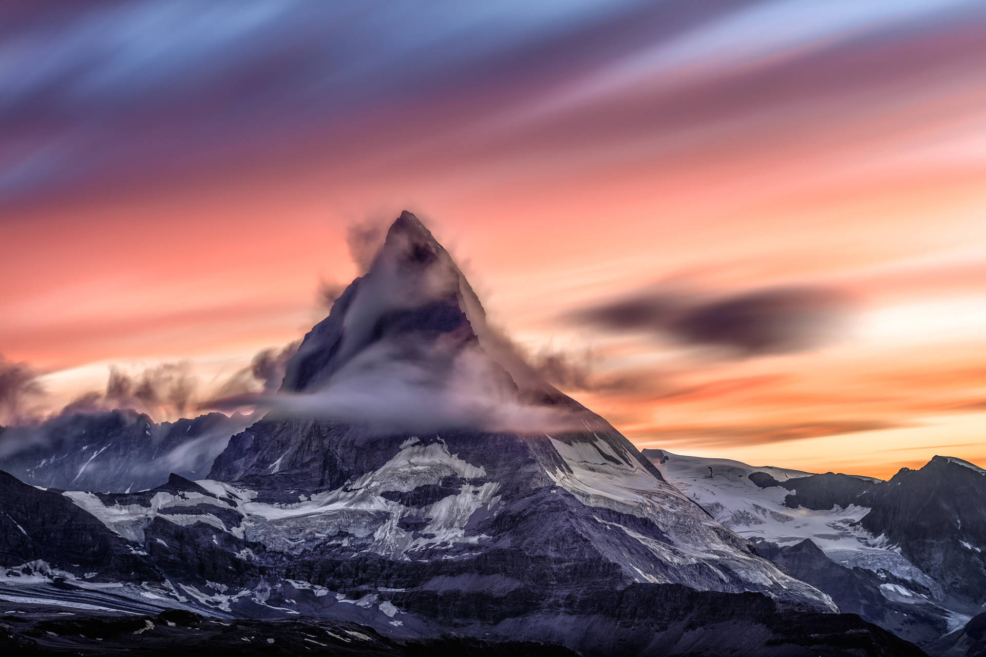 Majestic_ Mountain_ Peak_at_ Sunset SVG