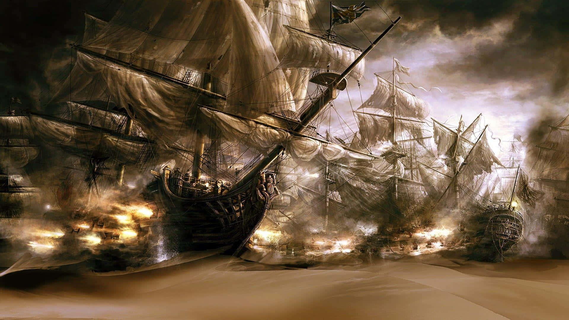 Majestosanave Pirata Che Naviga In Acque Aperte