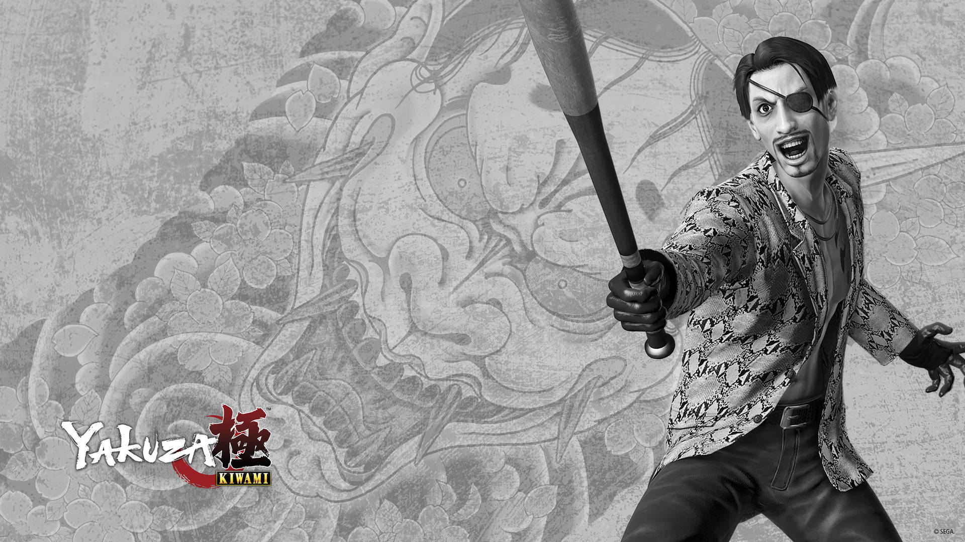 Majima Goro, en yakuza-gangster, dominerer denne imponerende tapet. Wallpaper