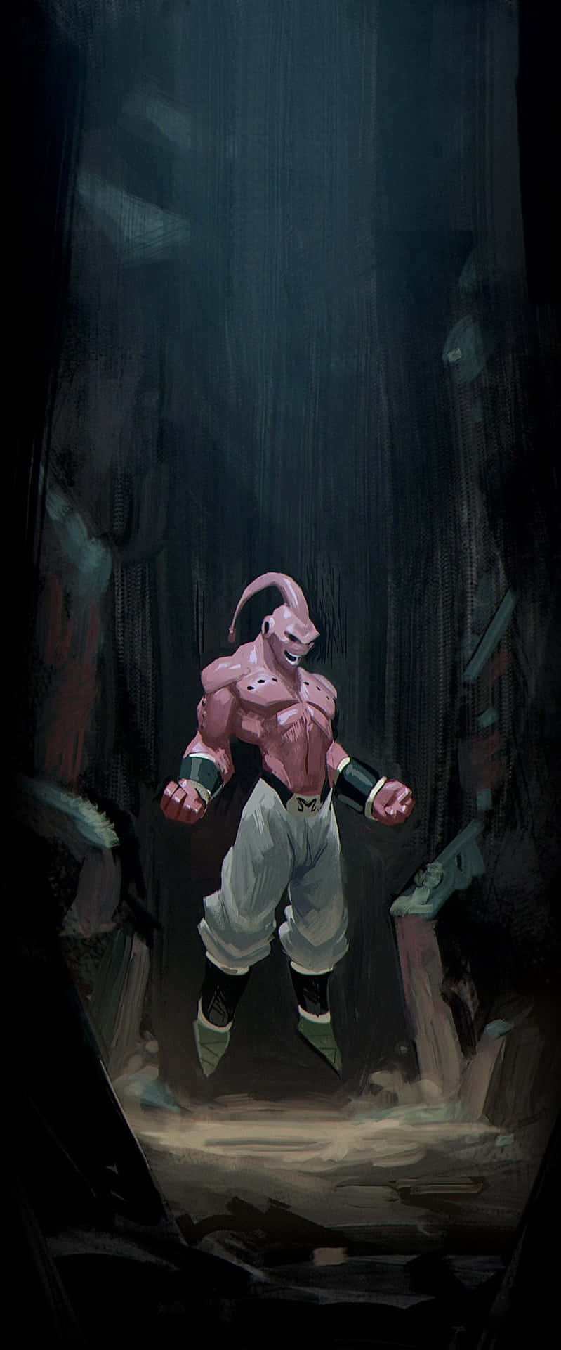 Majin Buu Emerging From Darkness Wallpaper