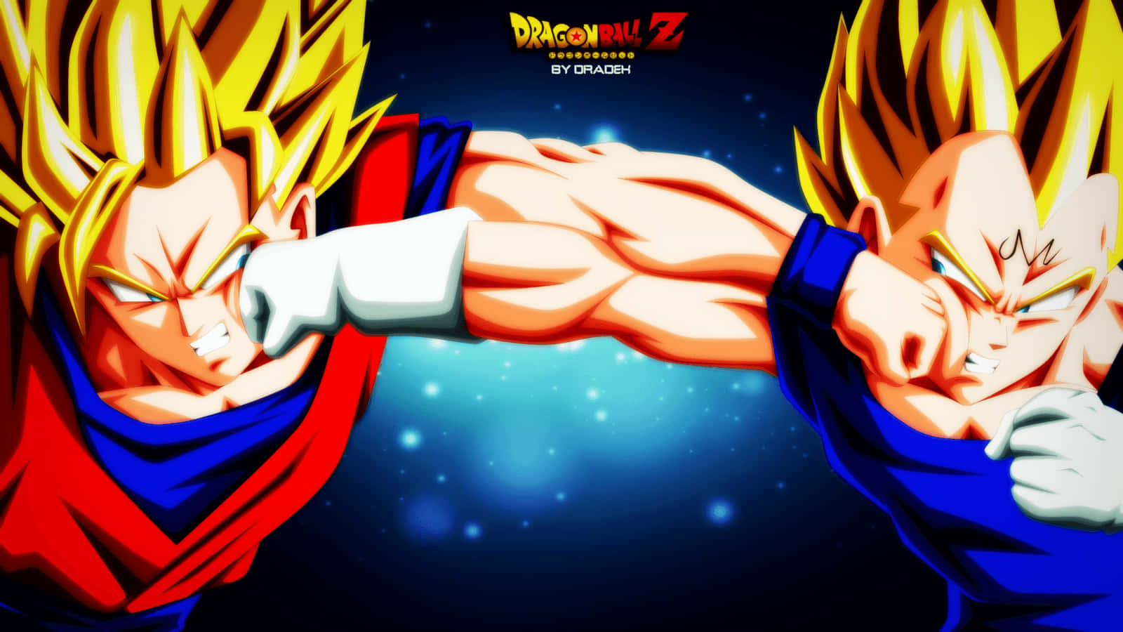 "Majin Vegeta steps into the battlefield, ready to challenge his opponent!" Wallpaper