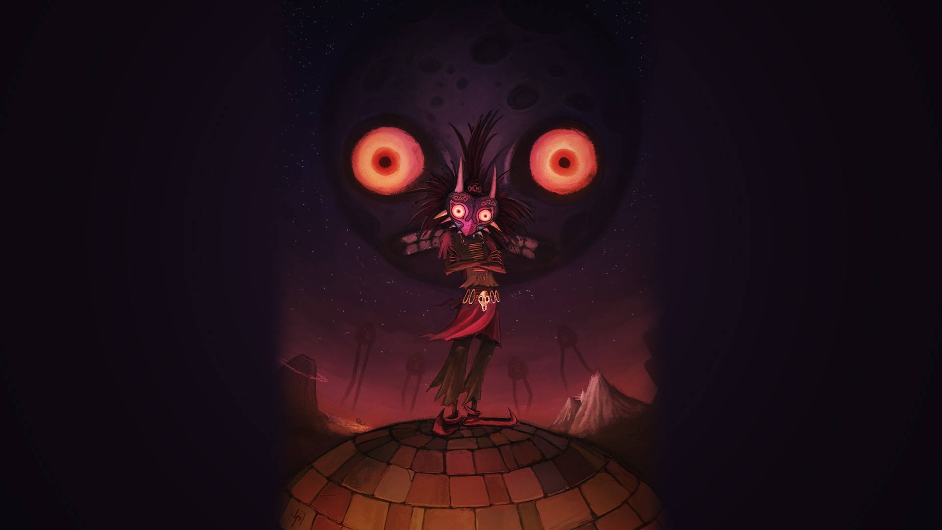 Majora's Mask Rode Glanzende Ogen Achtergrond