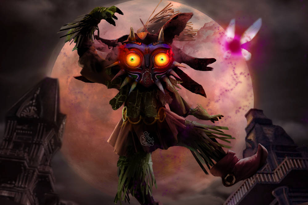 Majora's Mask With Red Full Moon