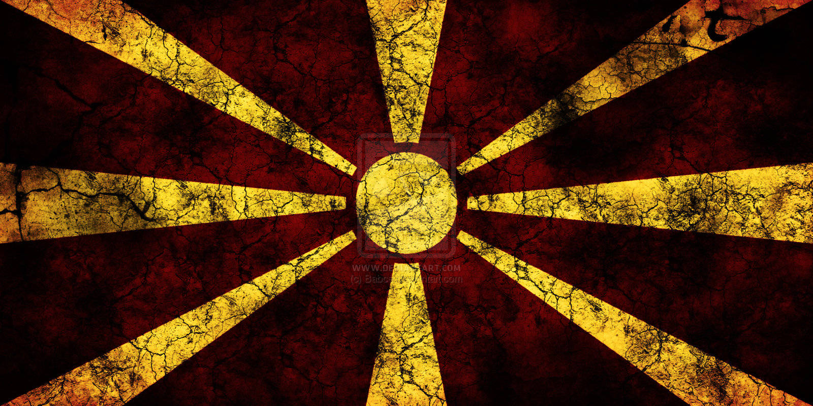Makedonien Flag Med Rock Texture Wallpaper