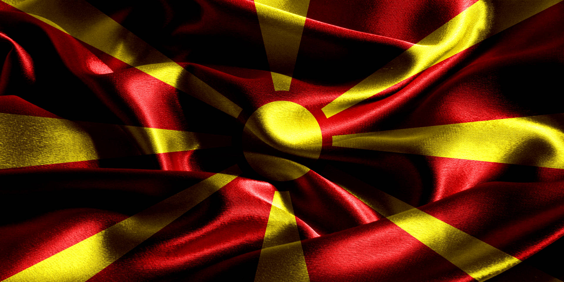 Makedonien Flag Stof Tekstur Wallpaper