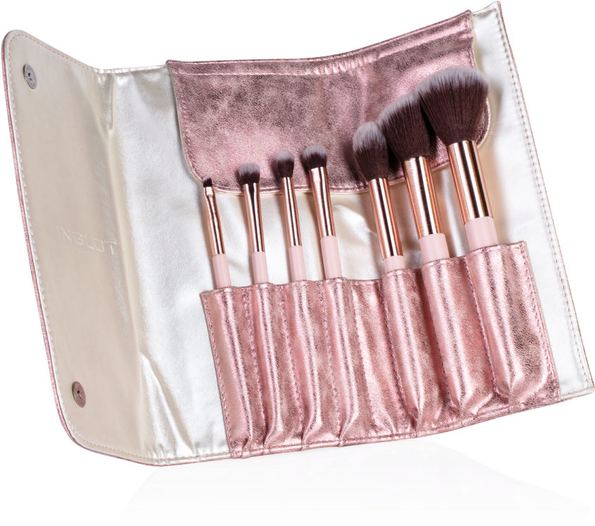 Download Makeup Brush Setin Pink Pouch | Wallpapers.com