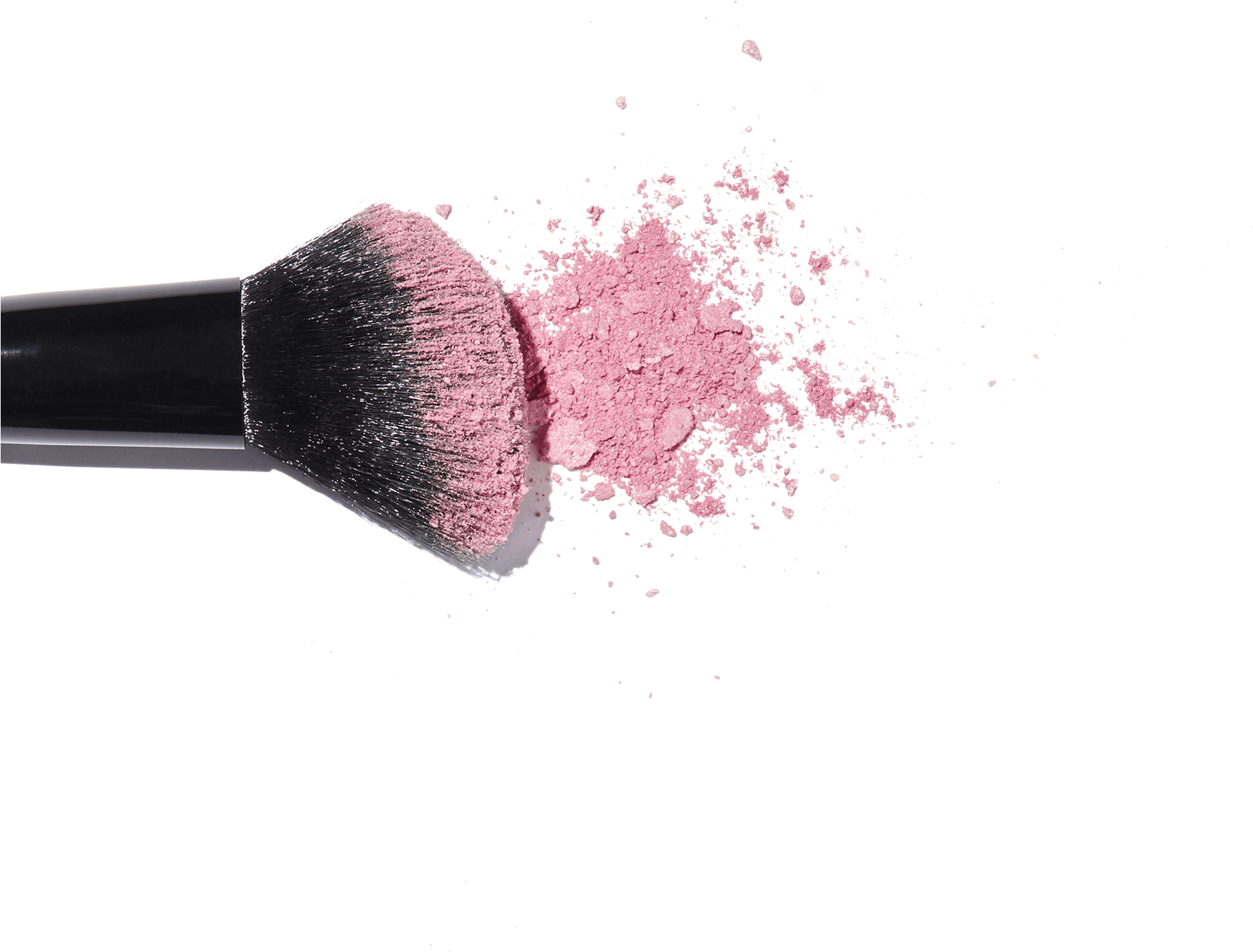 Makeup Brush With Pink Powder Explosion PNG