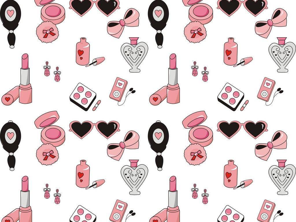 Makeup Cute Glam Kit Pattern Wallpaper