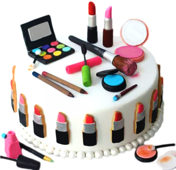 Makeup Themed Celebration Cake PNG