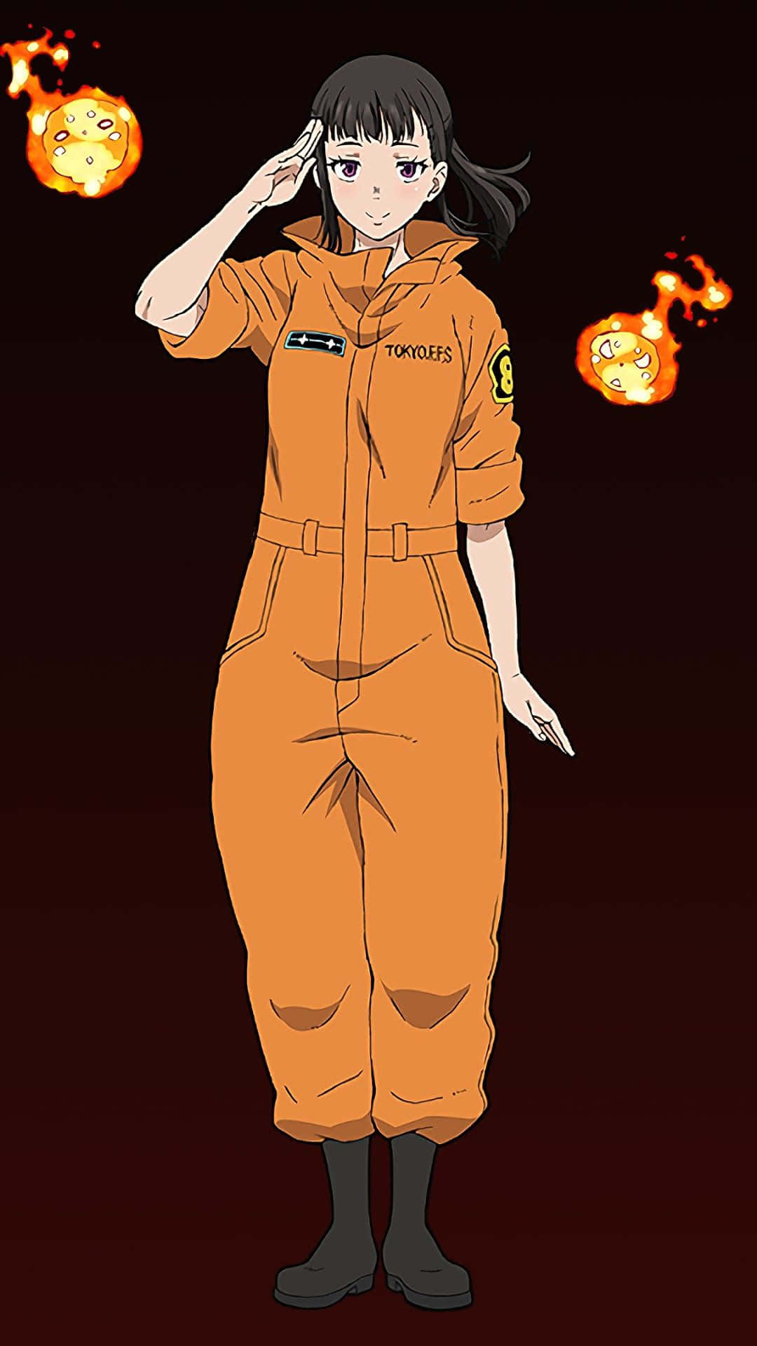 "maki Oze Showing Her Firefighting Abilities" Wallpaper
