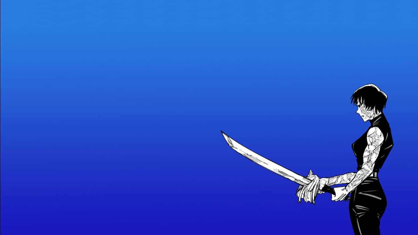 Download Maki Zenin Anime Character With Sword Wallpaper | Wallpapers.com