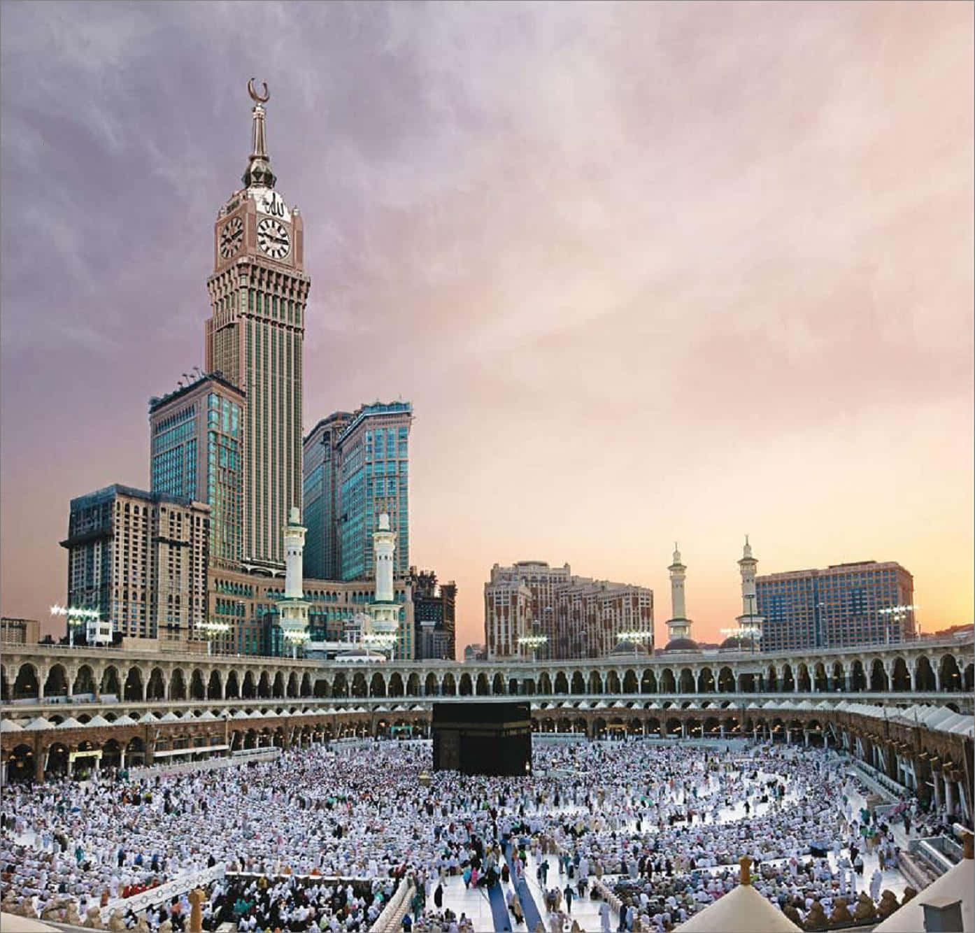 Majestic view of Makkah's Grand Mosque featuring the iconic Kaaba.