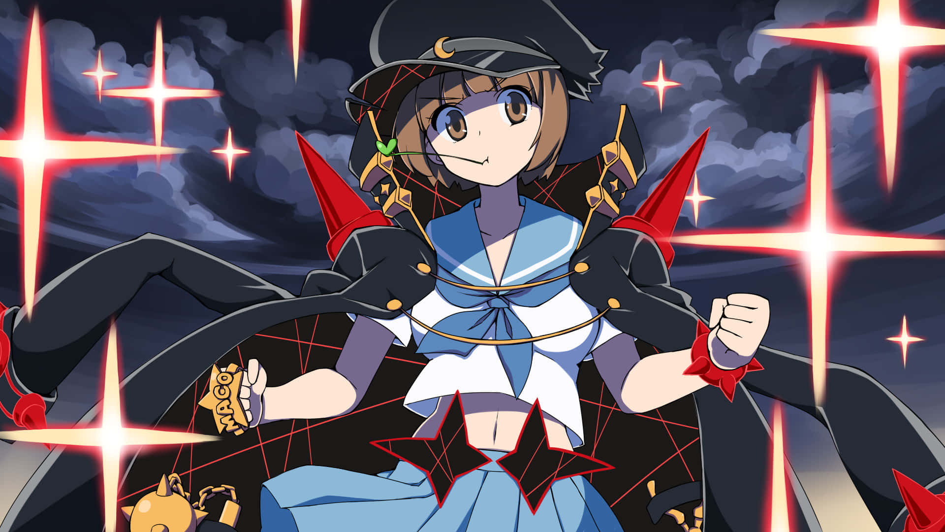 Animated Mako Mankanshoku in Full Energy Pose Wallpaper