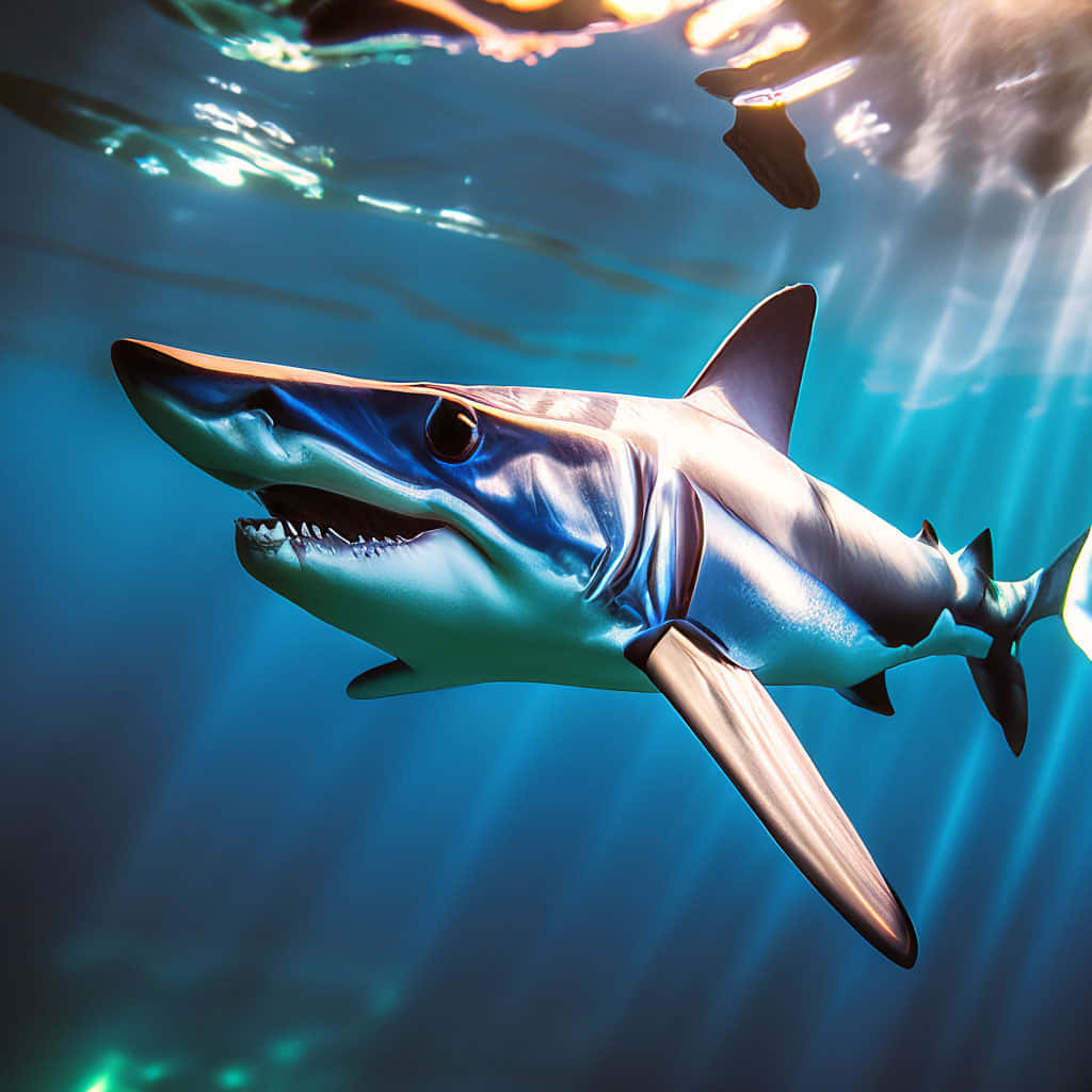 Mako Shark Underwater Sunlight Wallpaper