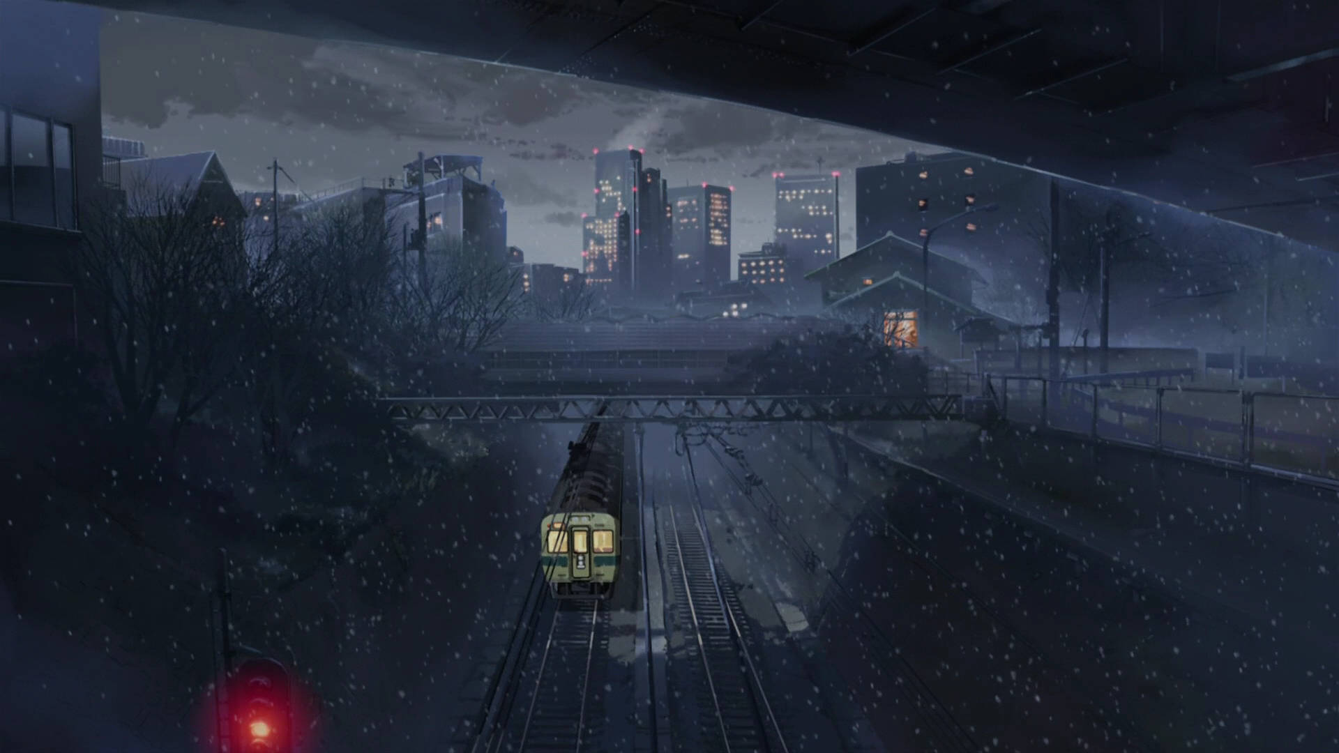 Makoto Shinkai Winter Night Aesthetic Wallpaper