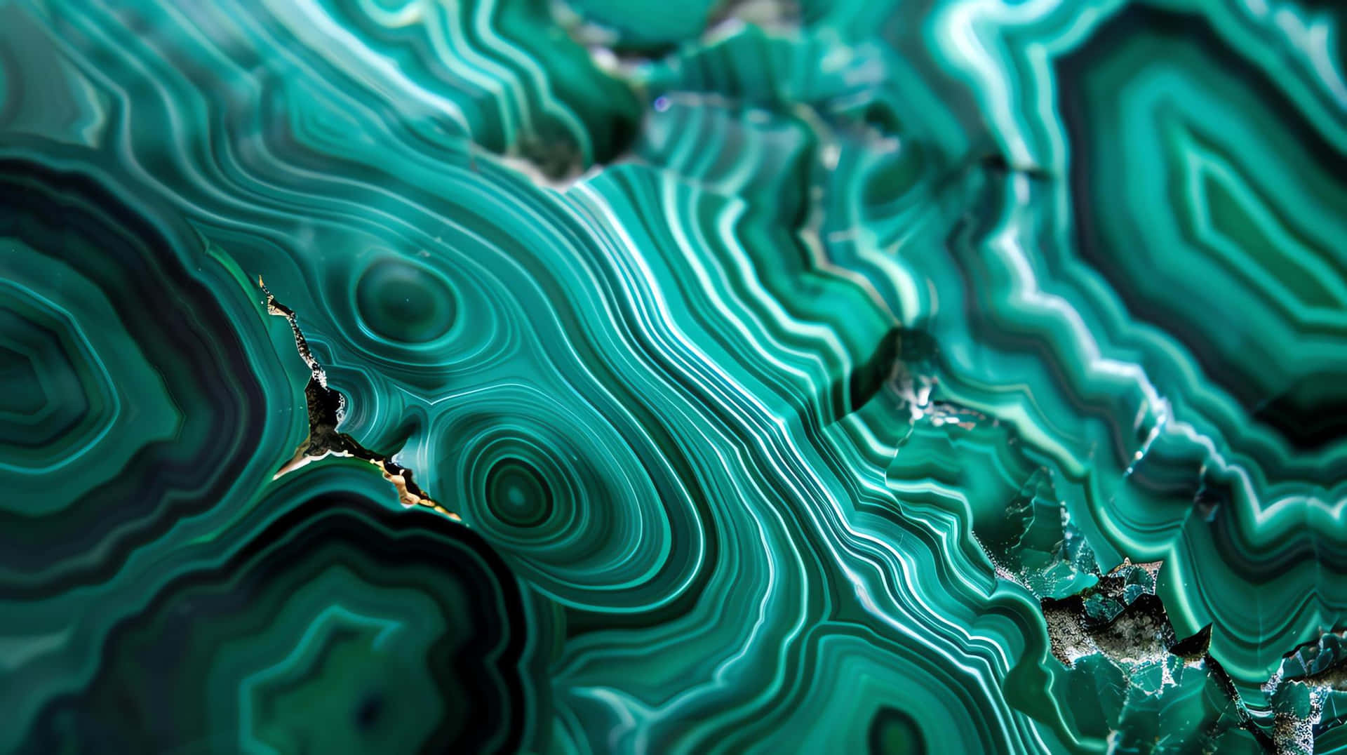 Malachite Green Banded Mineral Texture Wallpaper