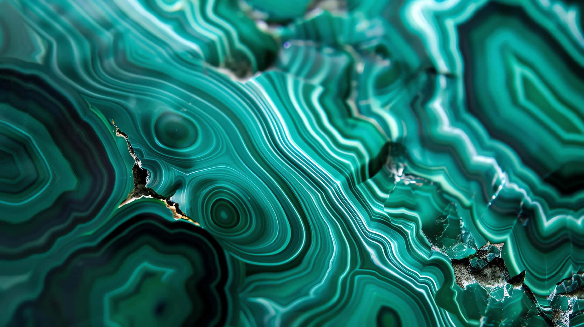 Tekstur Mineral Malachite Hijau Bergaris Wallpaper