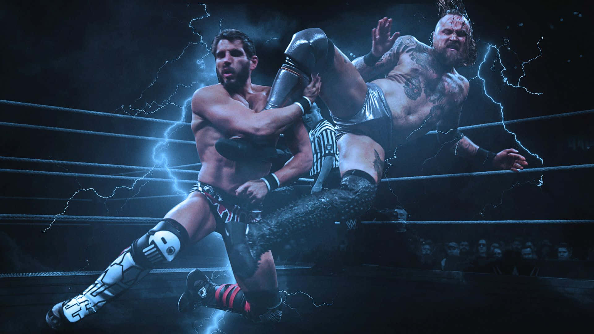 Malakai Black WWE Match With Lightning Effects Wallpaper
