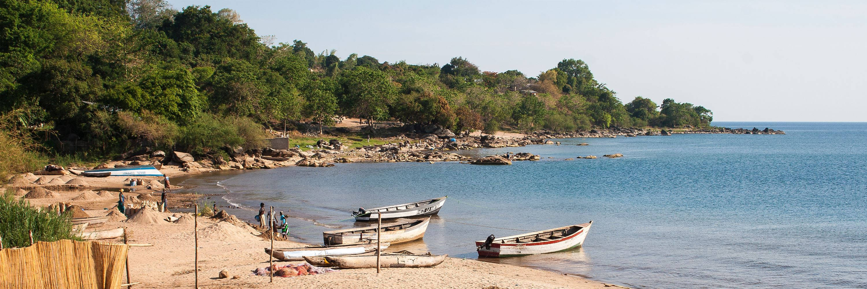 Malawi Parked Boats Beach Wallpaper