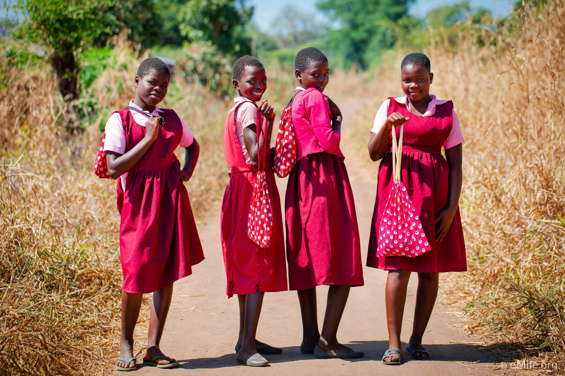 Malawi Red Dress Girls Wallpaper