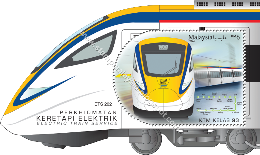 Malaysia Electric Train Service Stamp2018 PNG