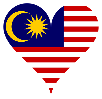 Malaysian Flag Heart Shaped Graphic PNG