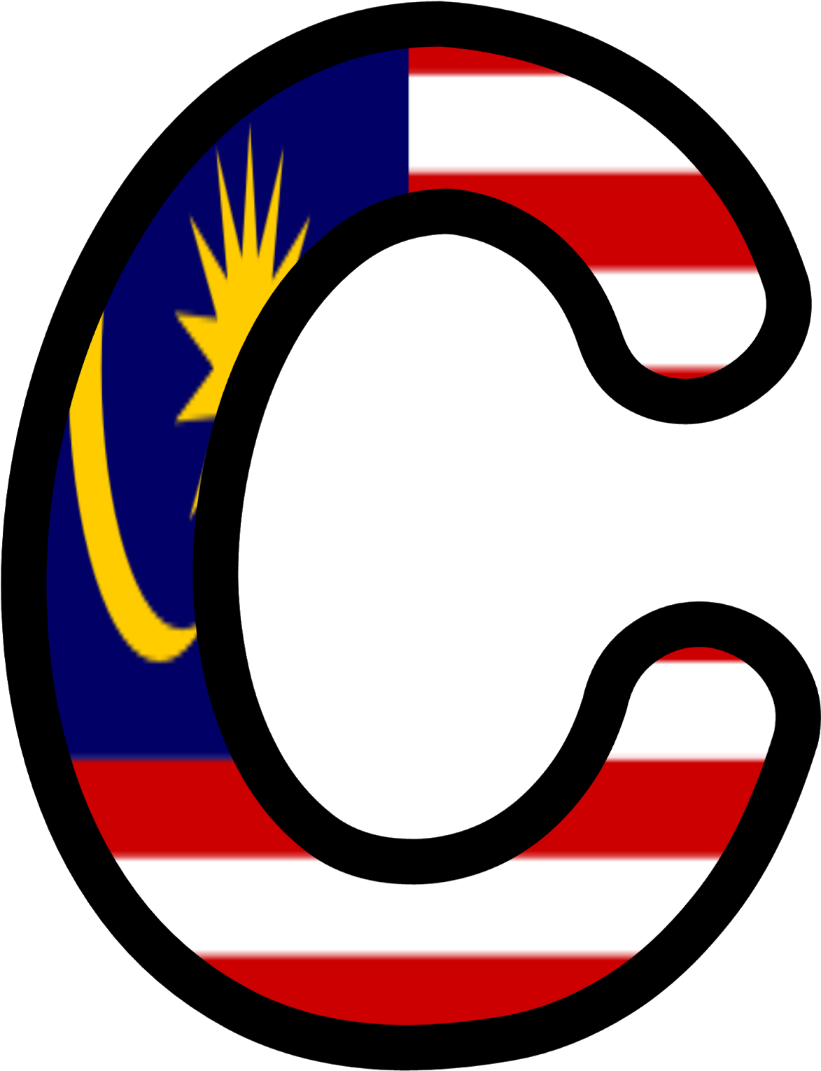 Malaysian Flag Stylized Letter C PNG