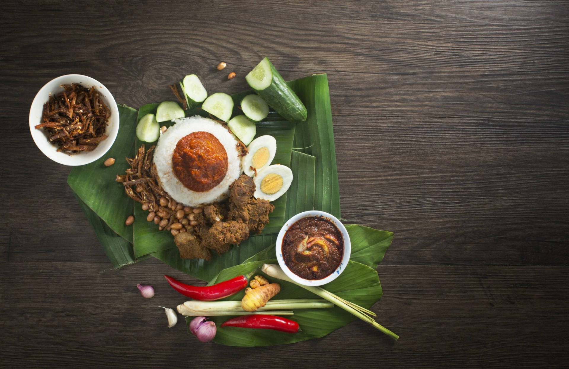 Malaysisk traditionel mad Nasi Lemak Wallpaper