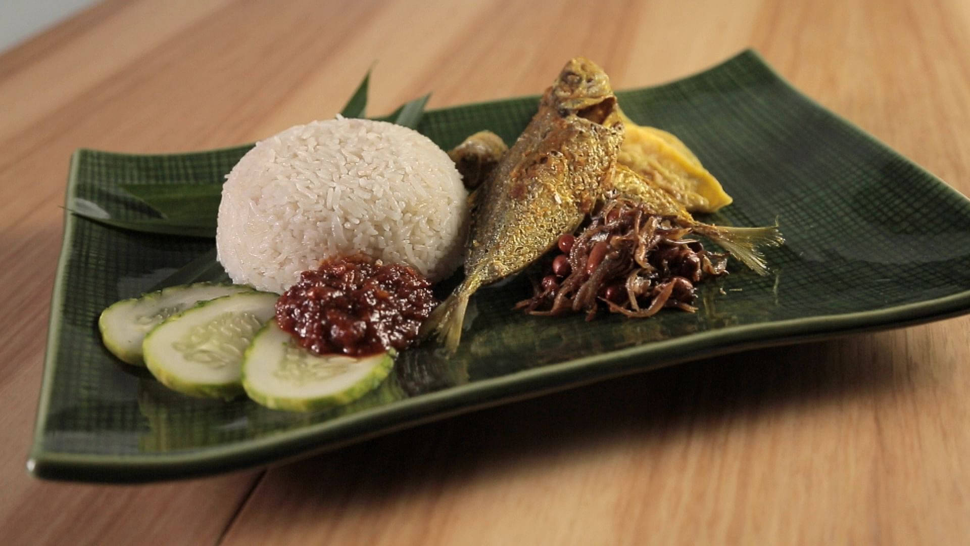 Malaysiske traditionelle mad Nasi Lemak Lav Angle skud Wallpaper
