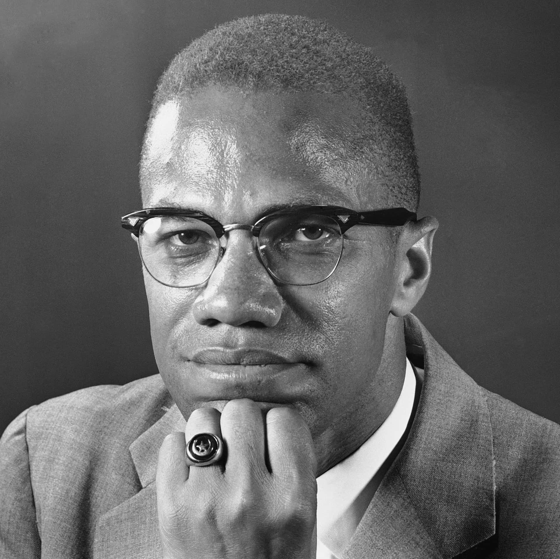 Malcolm X Portrait Blackand White Wallpaper