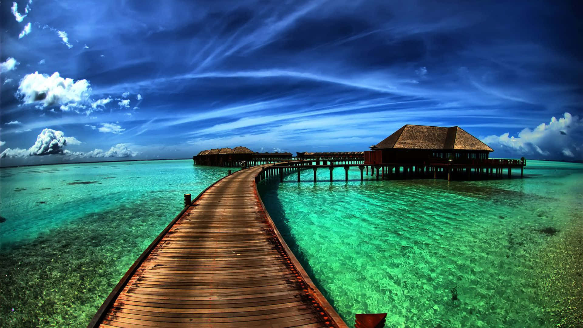 Coucher De Soleil Au Complexe Balnéaire Des Maldives Fond d'écran