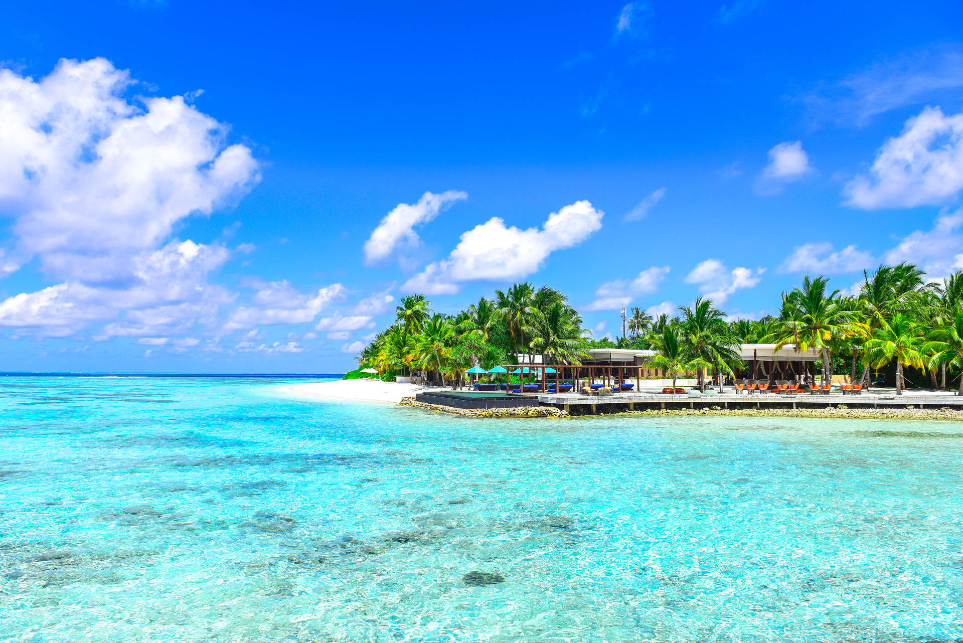Costade Playa De Las Maldivas En Full 4k Fondo de pantalla