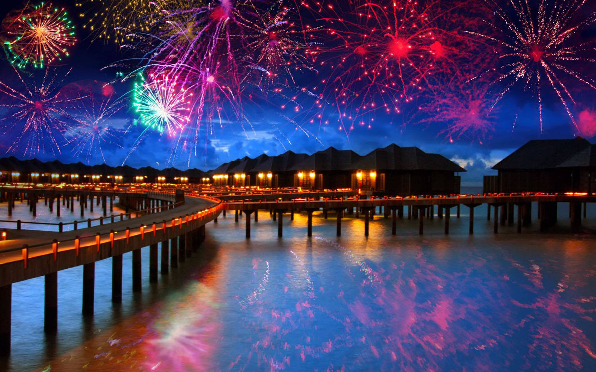Maldives Fireworks Display Wallpaper