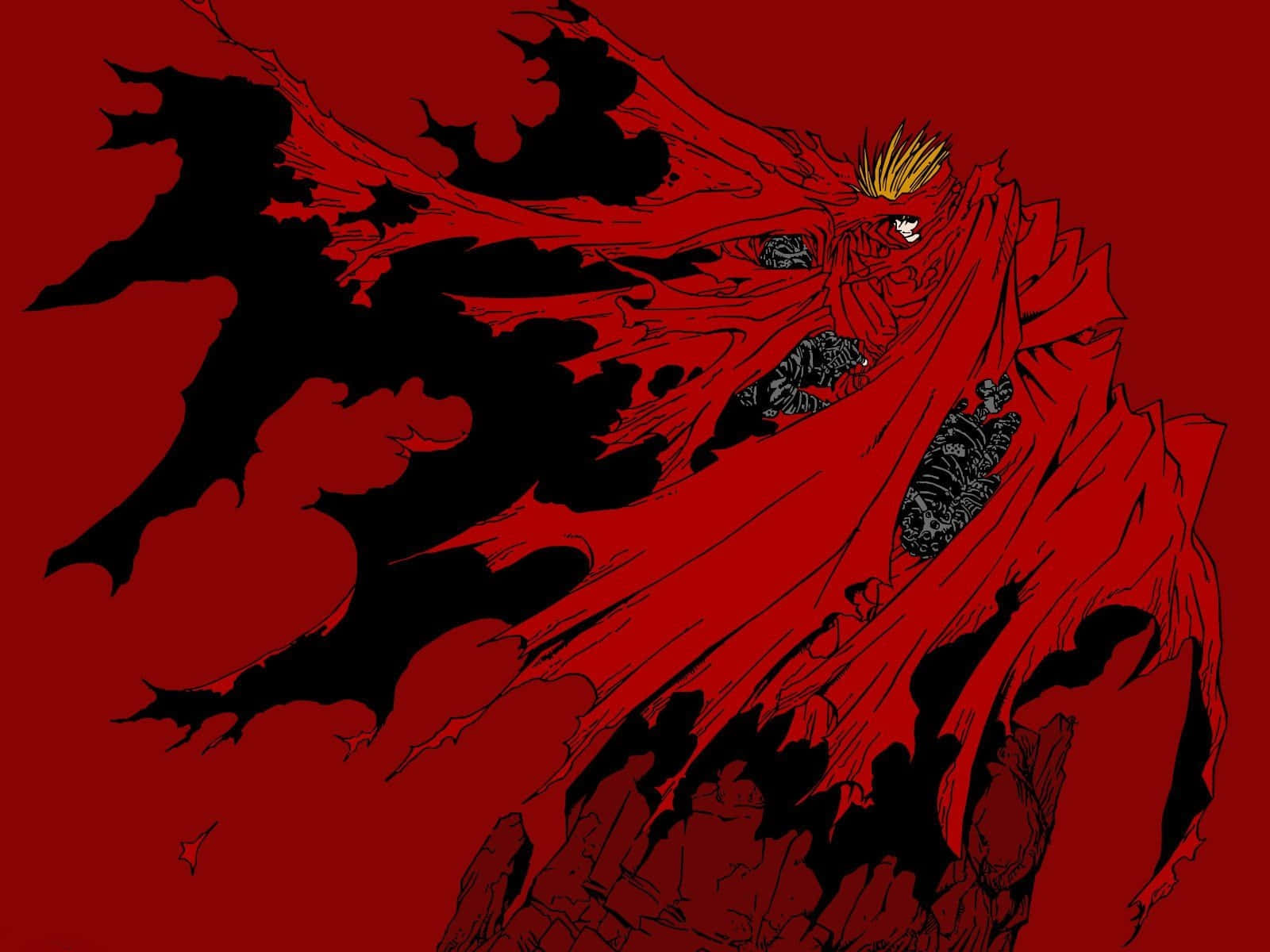 Anime Karakterer Vash The Stampede og Yagami Light Over Mørk Baggrund Wallpaper