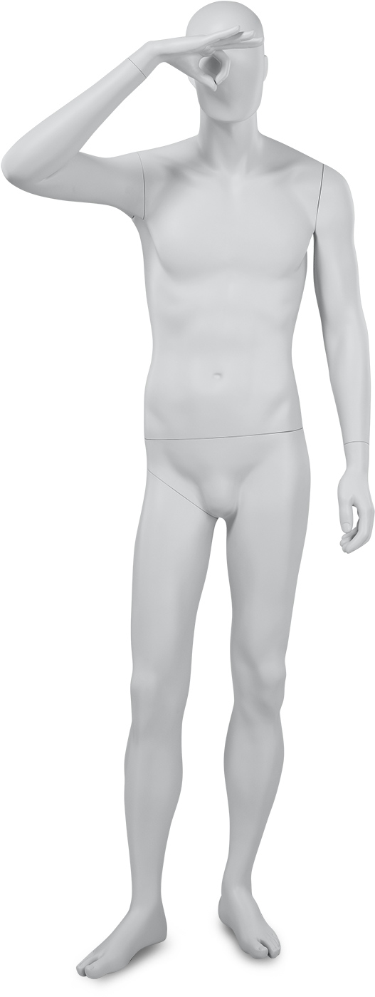 Male Mannequin Saluting Pose PNG