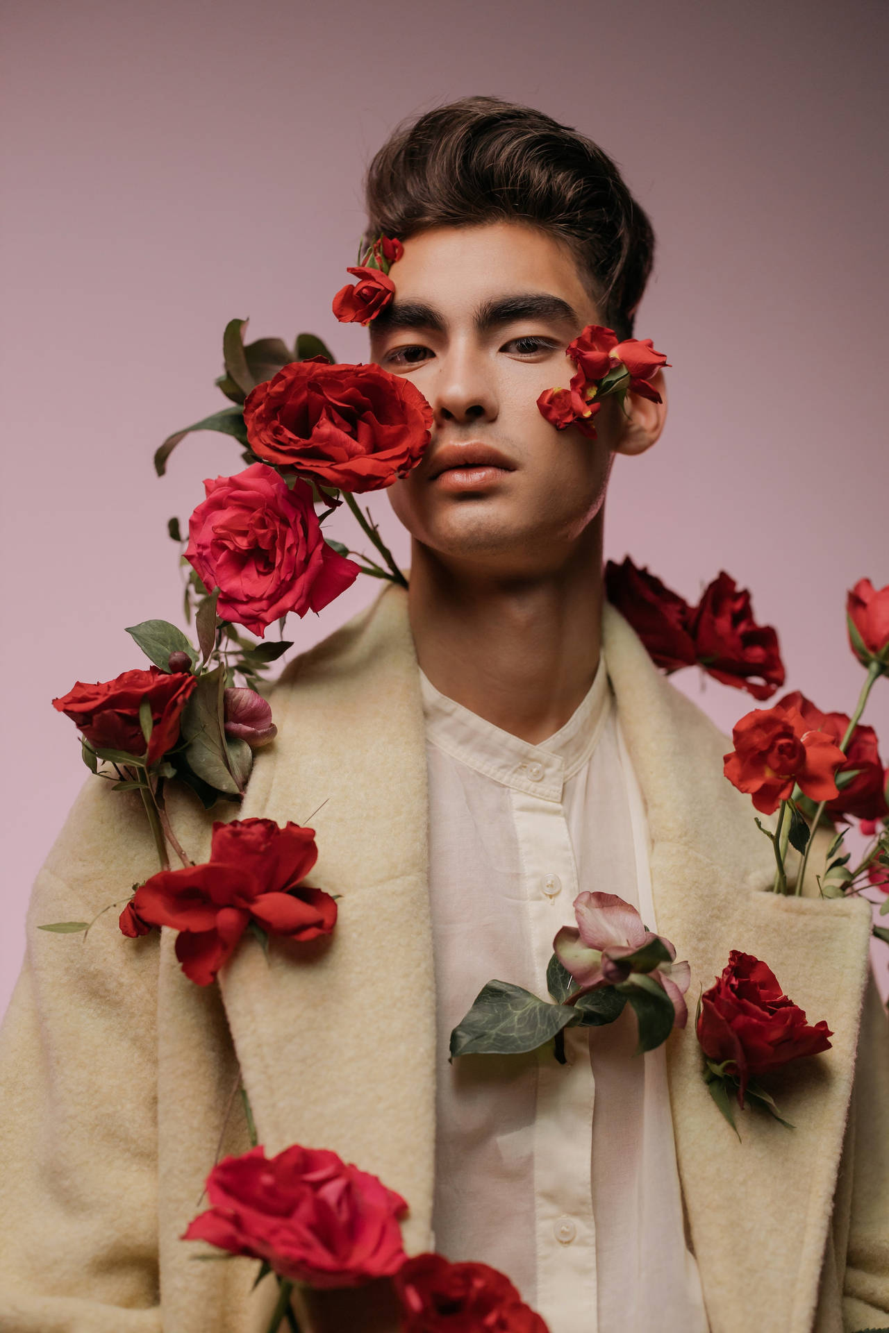 Male Model Red Roses Wallpaper