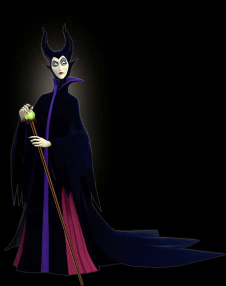 Maleficentwith Staffand Apple PNG