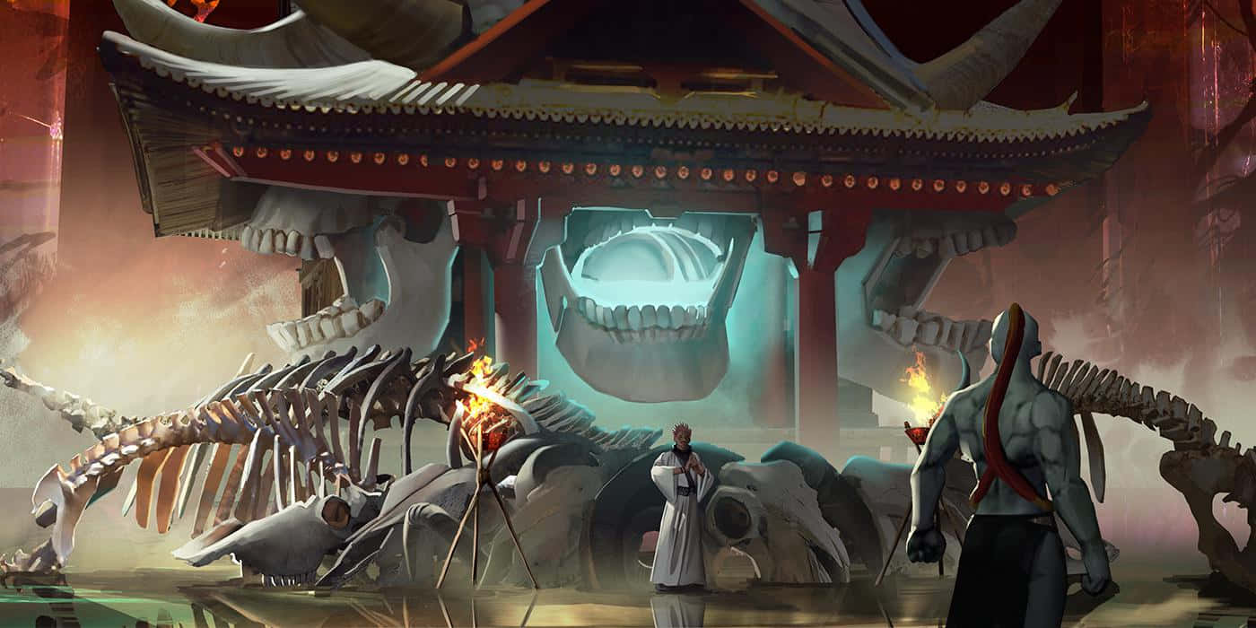 Malevolent Shrine With Skeletons [wallpaper] Wallpaper