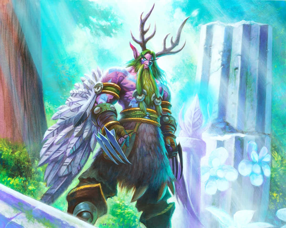 Malfurion Stormrage Displaying His Majestic Powers Amidst A Mystic Forest Wallpaper