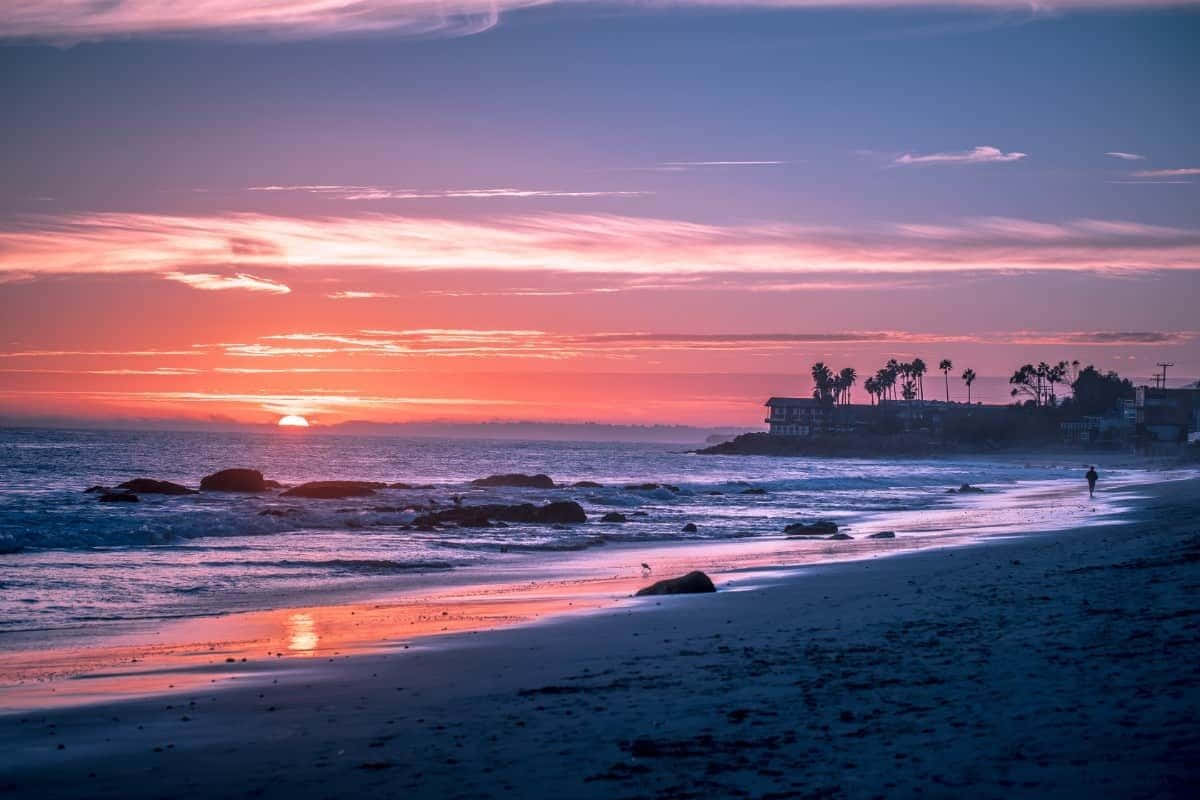 Malibu Beach Sunrise Desktop Pastel Blue Sky Wallpaper