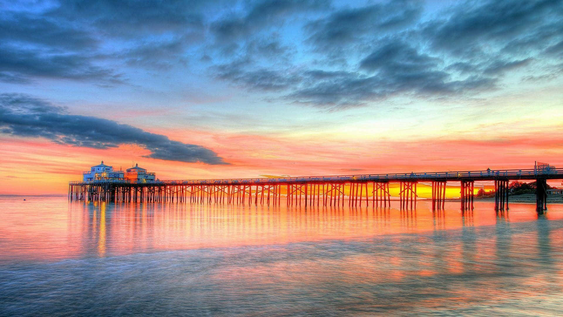 Malibu Beach Sunrise Desktop Bridge Wallpaper