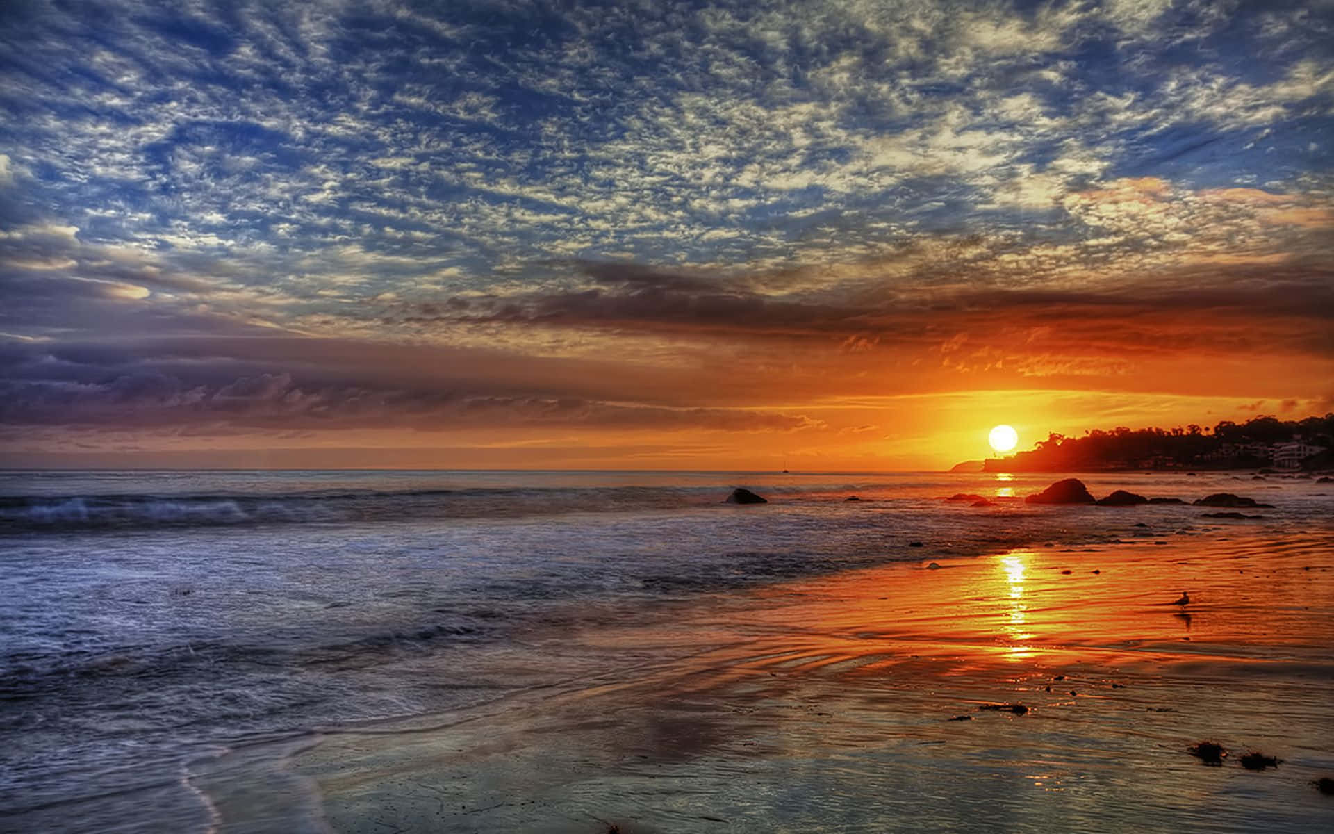Malibu Beach Sunrise Desktop Cloudy Sky Wallpaper