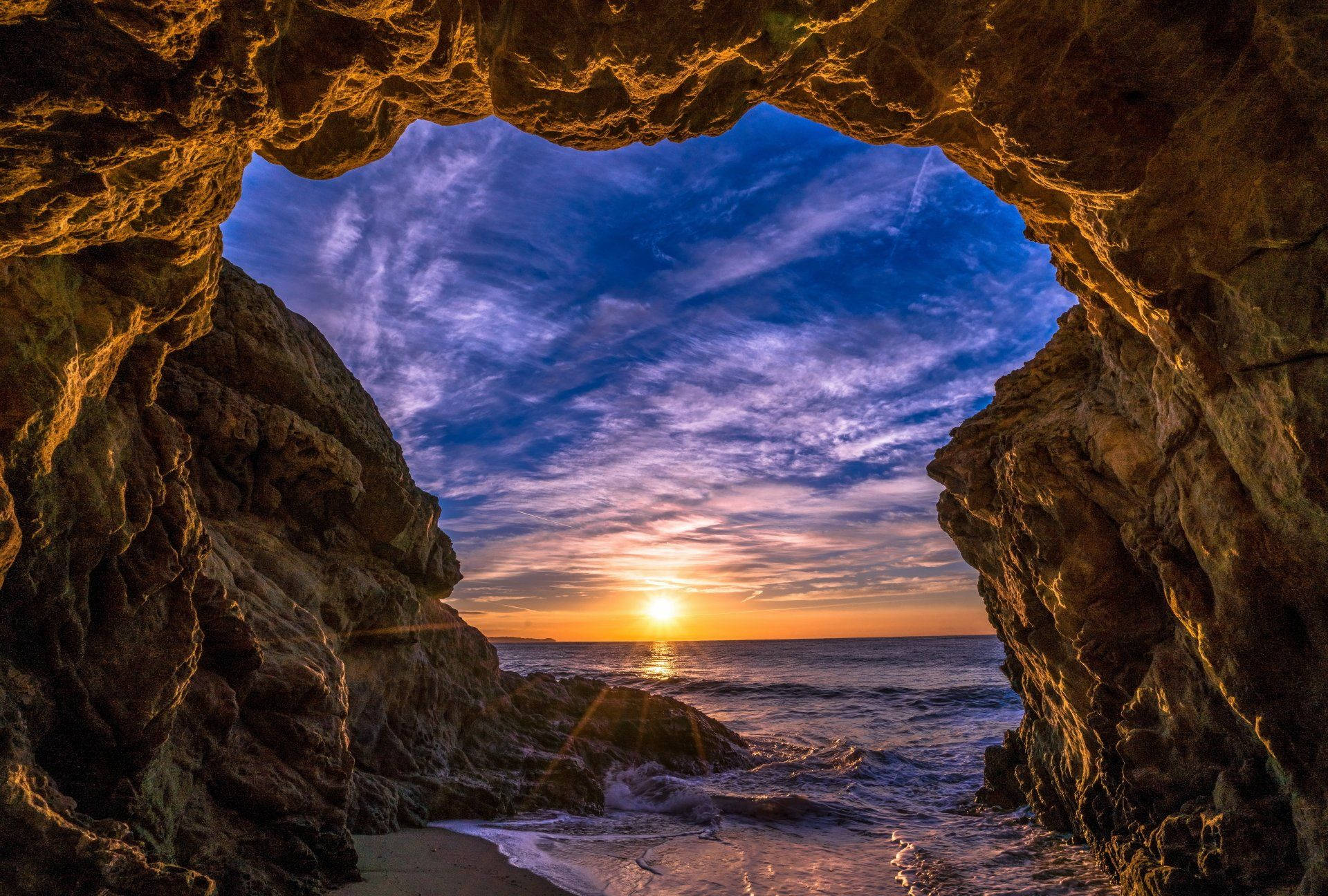 Malibu California Cave Sun Wallpaper