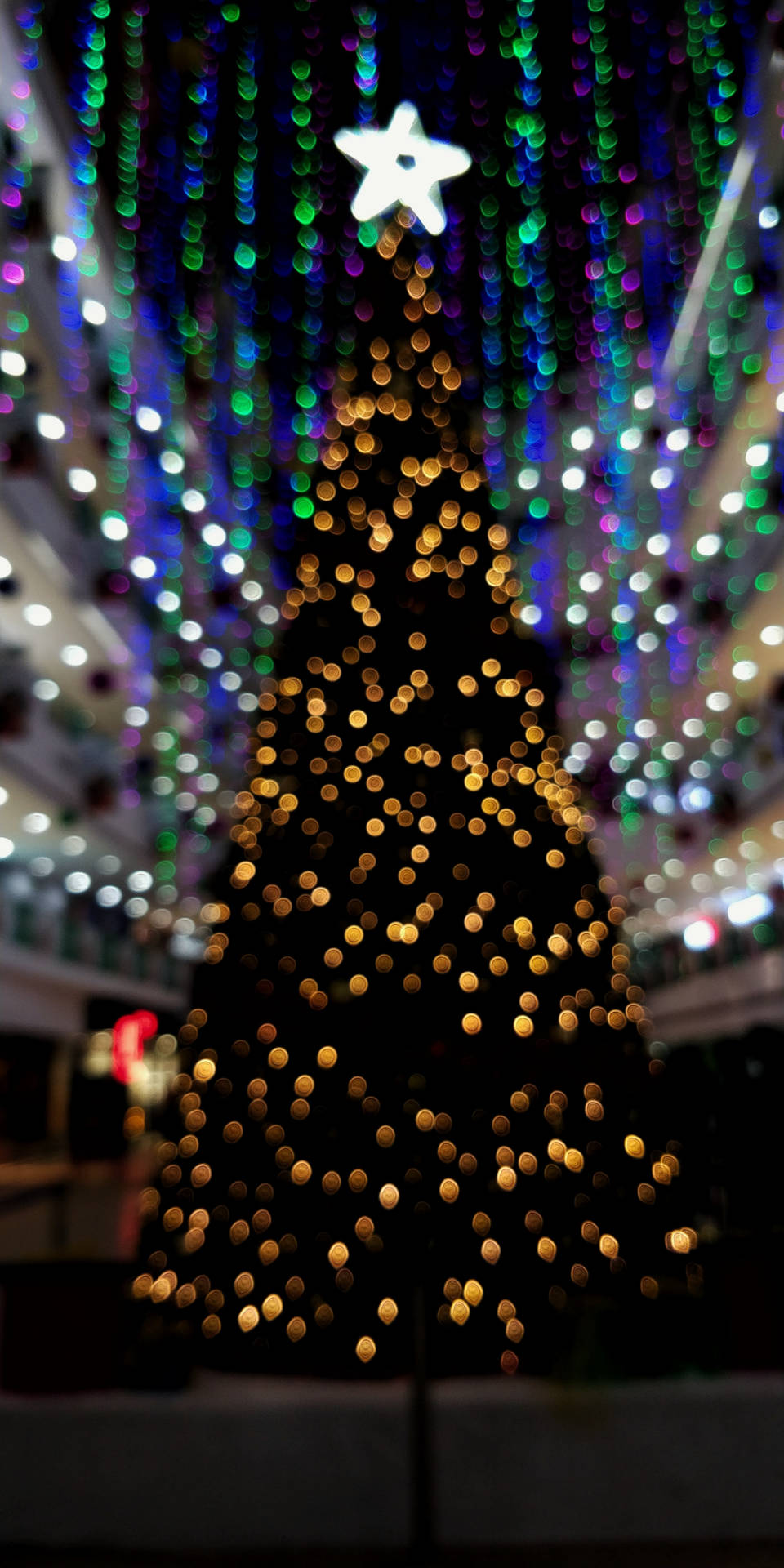 Mall Atrium Christmas Lights Blur