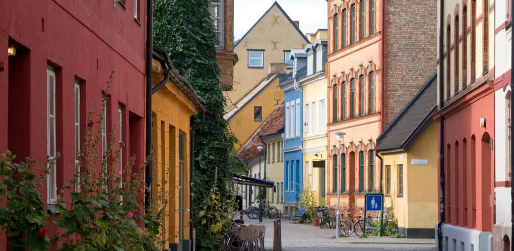 Malmo Kleurrijke Straatscène Achtergrond