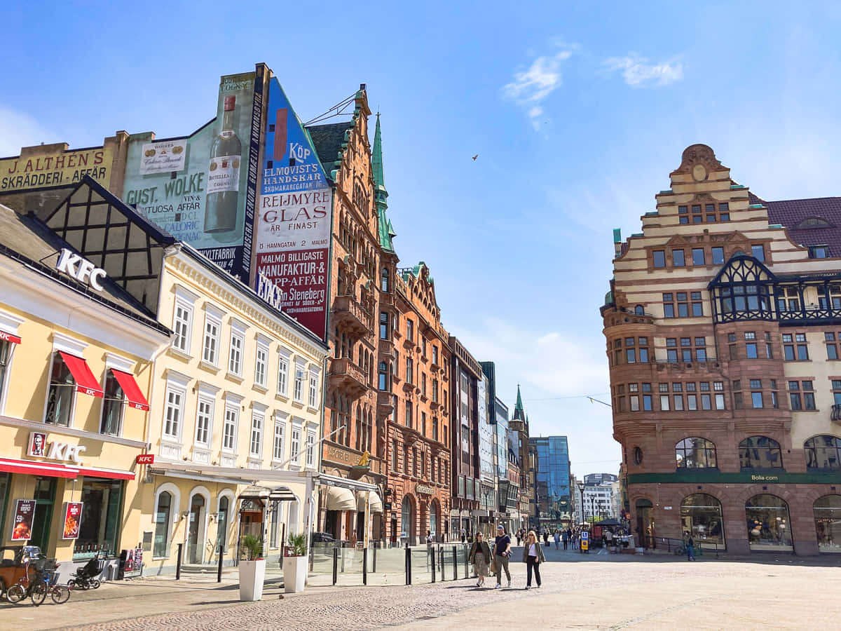 Malmo Historisk Arkitektur Og Moderne Blandinger Bakgrunnsbildet