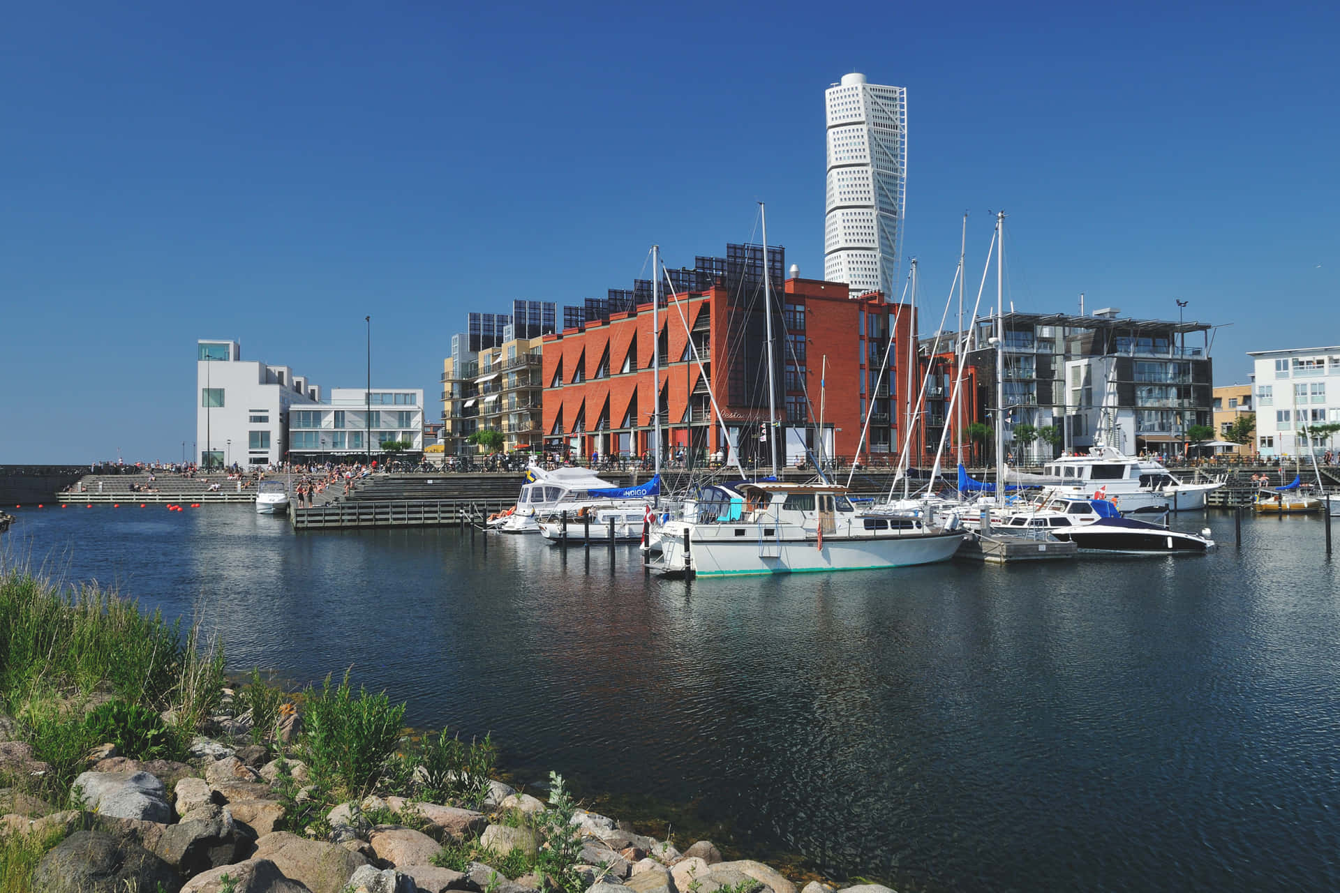 Download Malmo Marina Near Turning Torso Wallpaper | Wallpapers.com