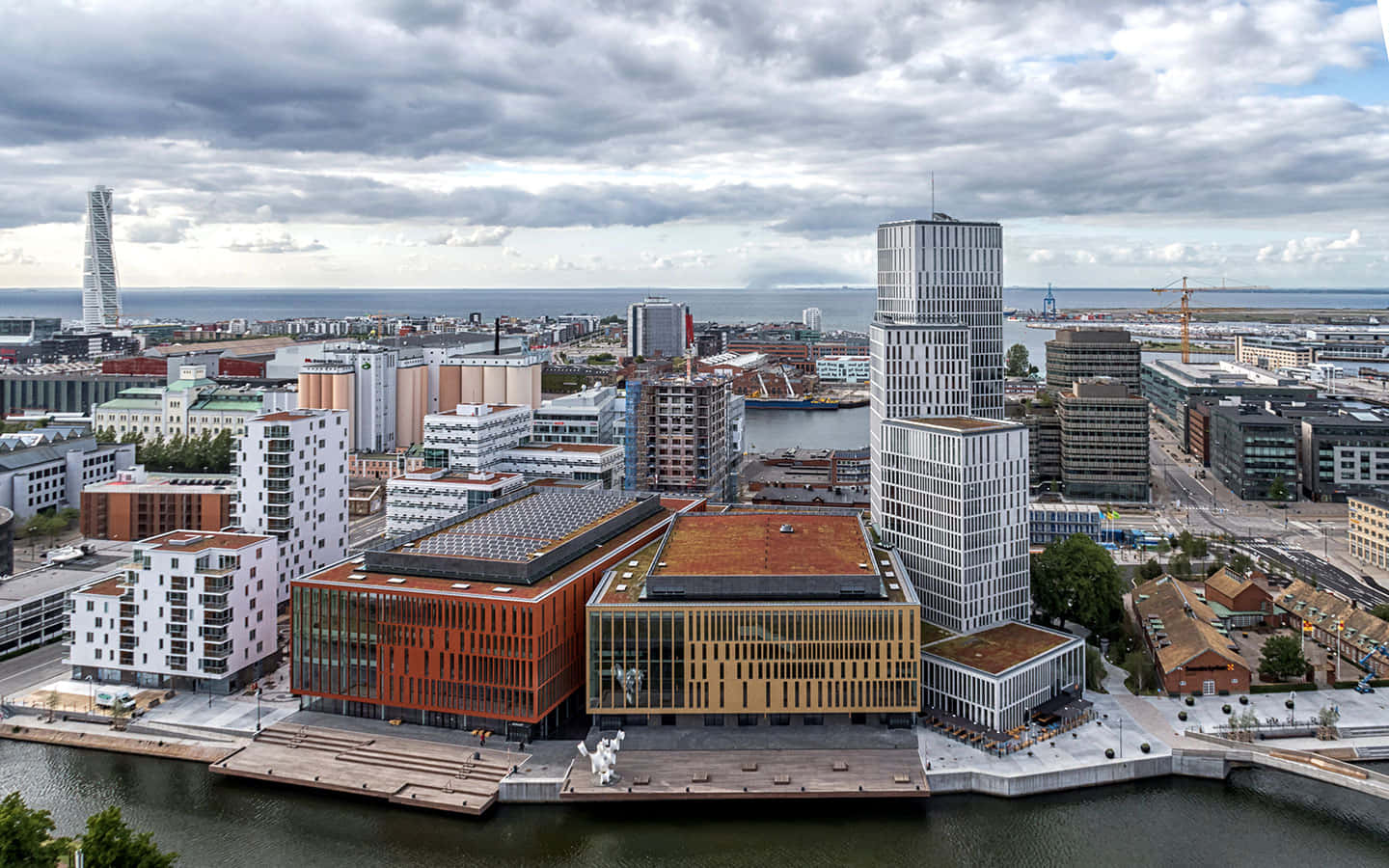Malmo Sweden Cityscape Aerial View Wallpaper