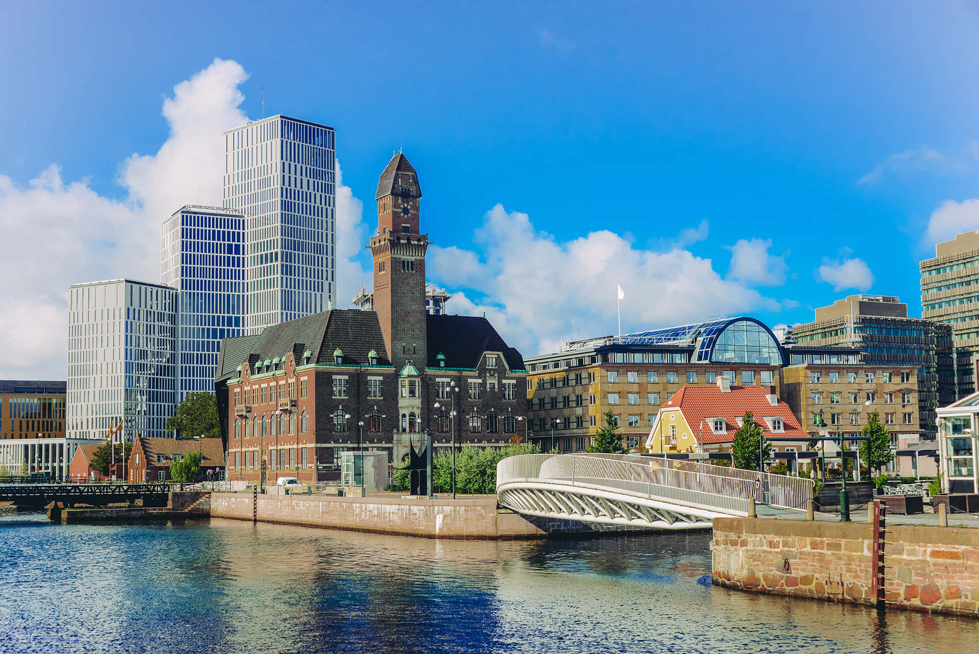 Malmö Zweden Skyline Waterfront Uitzicht Achtergrond